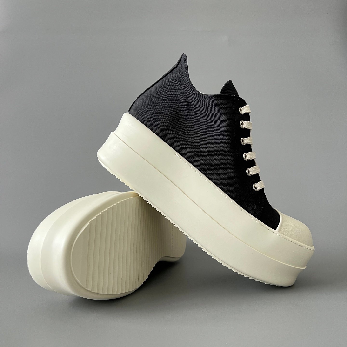 Aurora Custom Rick Owens DRKSHDW Double Bumper Low - Black Canvas (1:1 Deconstructed) - Image 7