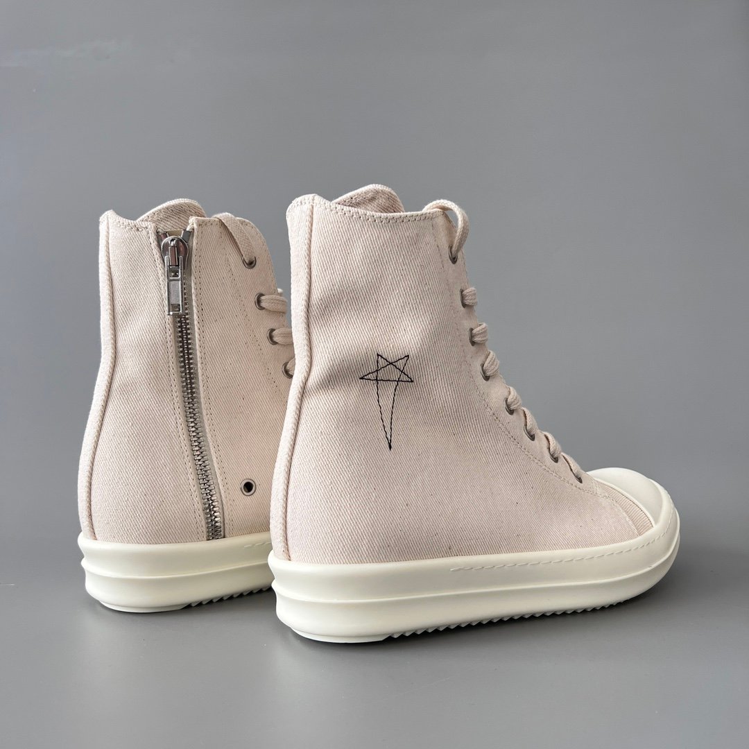 Aurora Custom Rick Owens DRKSHDW Pentagram High-Top - Premium Milk White Canvas (1:1 Deconstructed) - Image 4