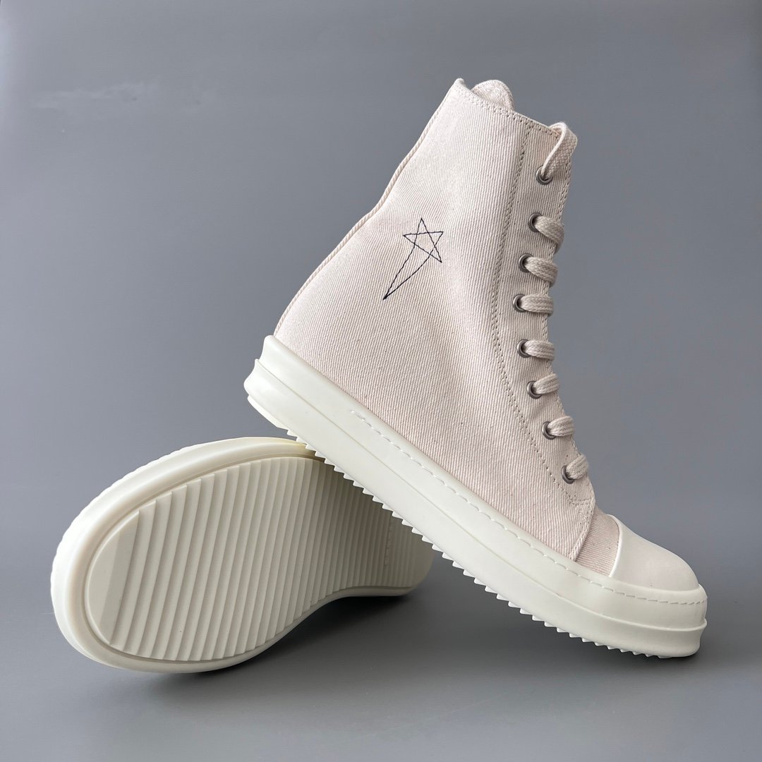 Aurora Custom Rick Owens DRKSHDW Pentagram High-Top - Premium Milk White Canvas (1:1 Deconstructed) - Image 7