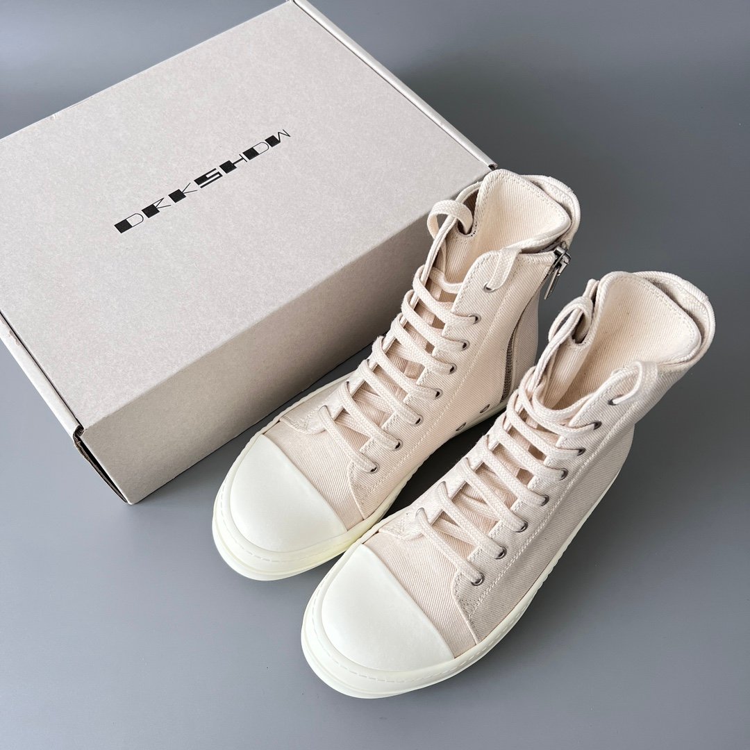 Aurora Custom Rick Owens DRKSHDW Pentagram High-Top - Premium Milk White Canvas (1:1 Deconstructed) - Image 9