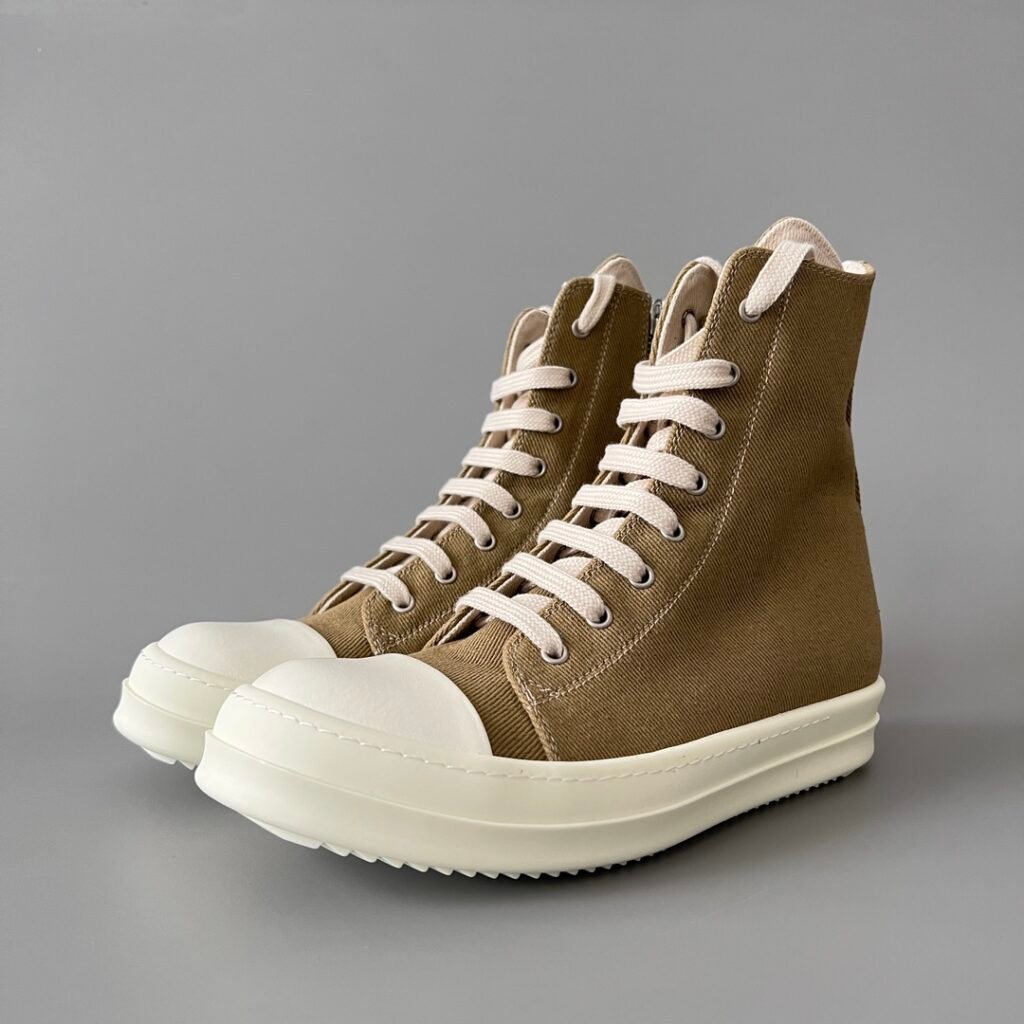 Aurora Custom Rick Owens DRKSHDW Classic High-Top - Premium Khaki Bronze Canvas (1:1 Deconstructed)