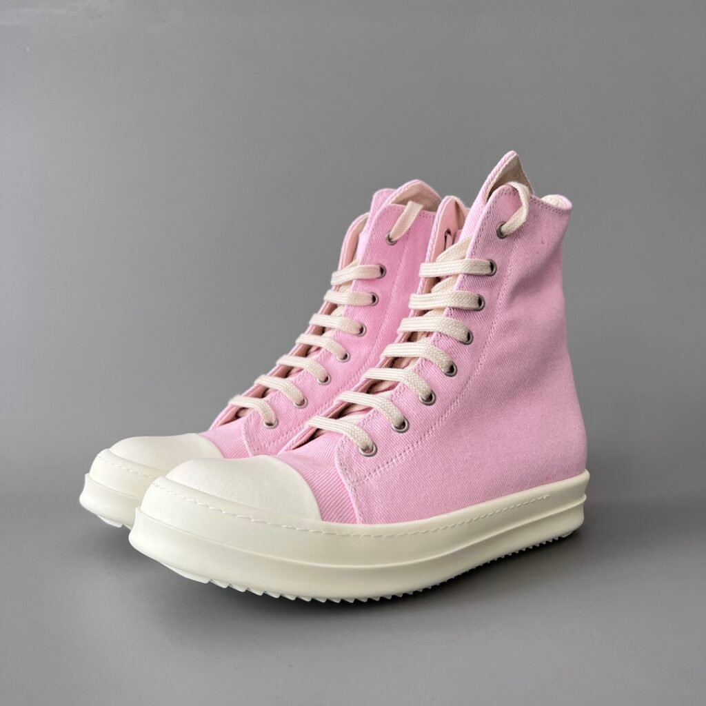 Aurora Custom Rick Owens DRKSHDW Classic High-Top - Light Pink Canvas (1:1 Deconstructed)