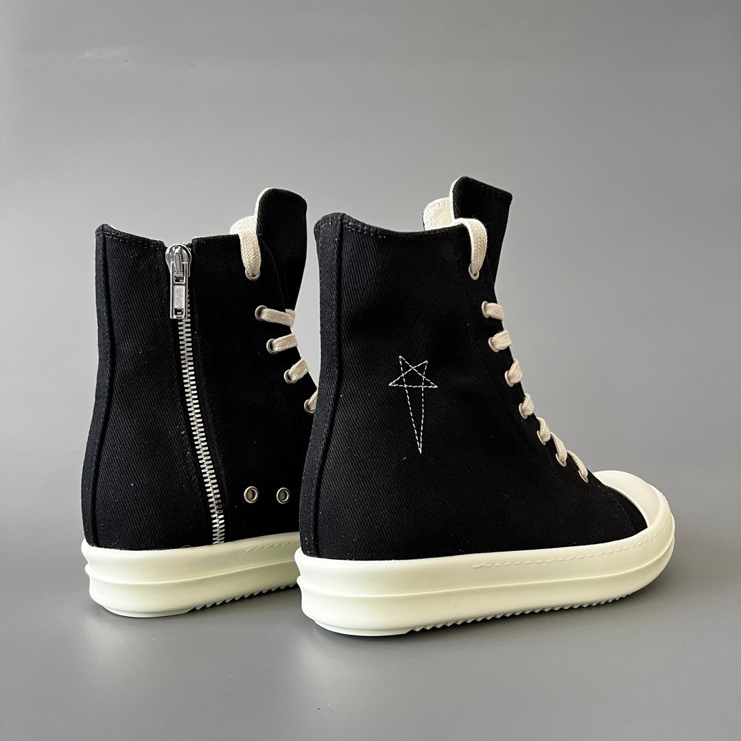 Aurora Custom Rick Owens DRKSHDW Pentagram High-Top - Premium Black Canvas (1:1 Deconstructed) - Image 4