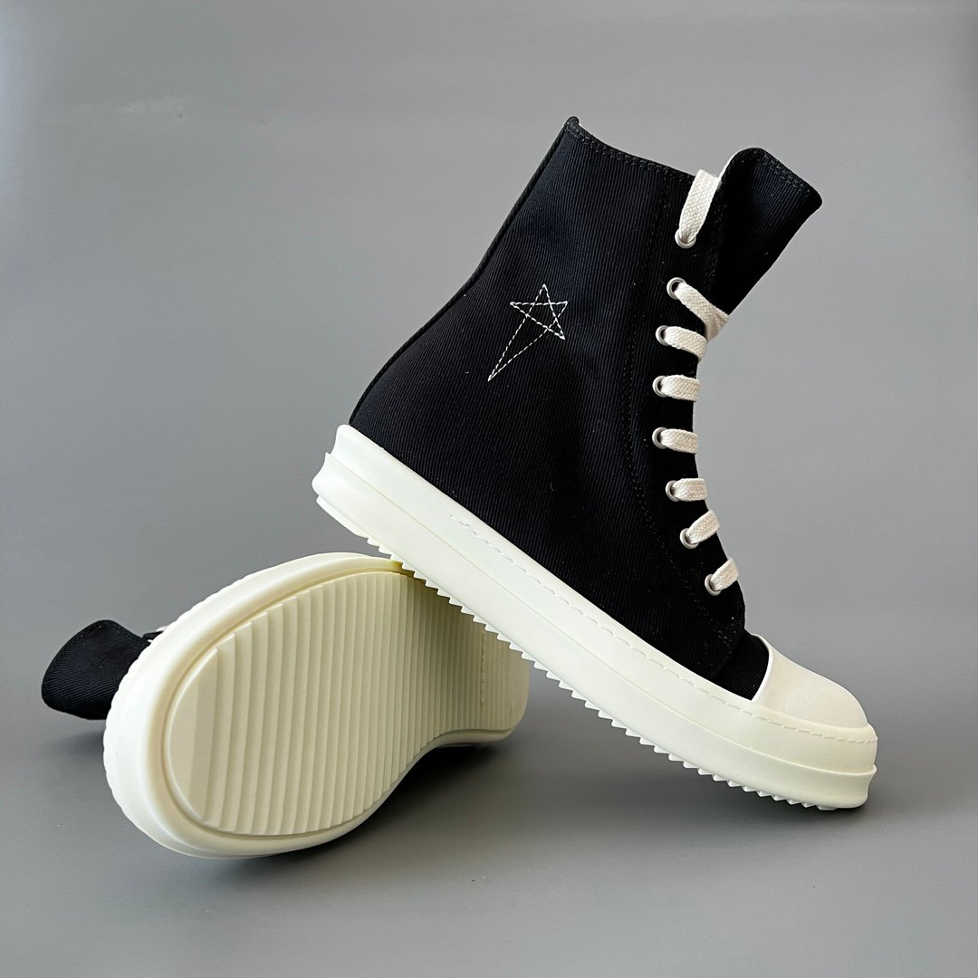 Aurora Custom Rick Owens DRKSHDW Pentagram High-Top - Premium Black Canvas (1:1 Deconstructed) - Image 7