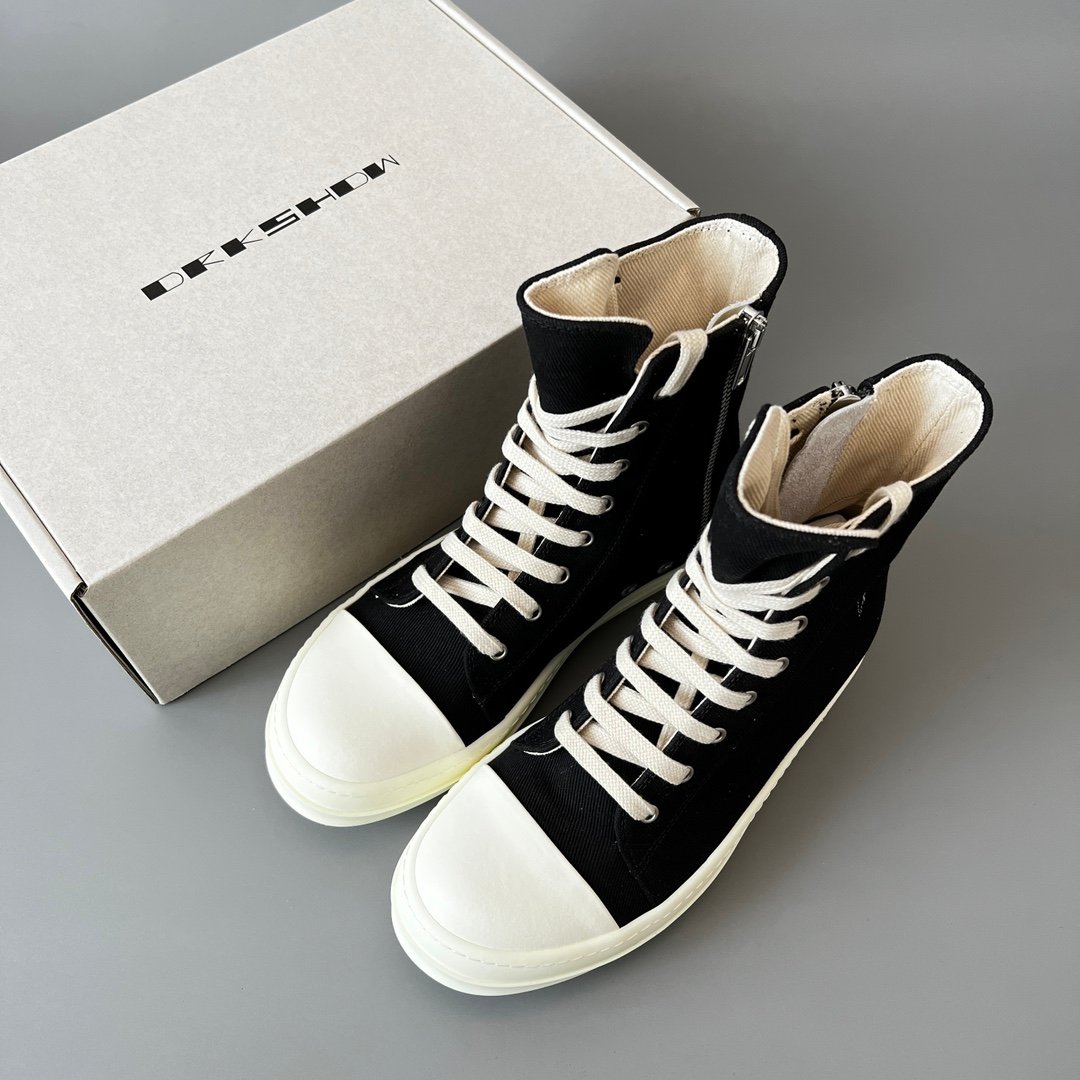 Aurora Custom Rick Owens DRKSHDW Pentagram High-Top - Premium Black Canvas (1:1 Deconstructed) - Image 9