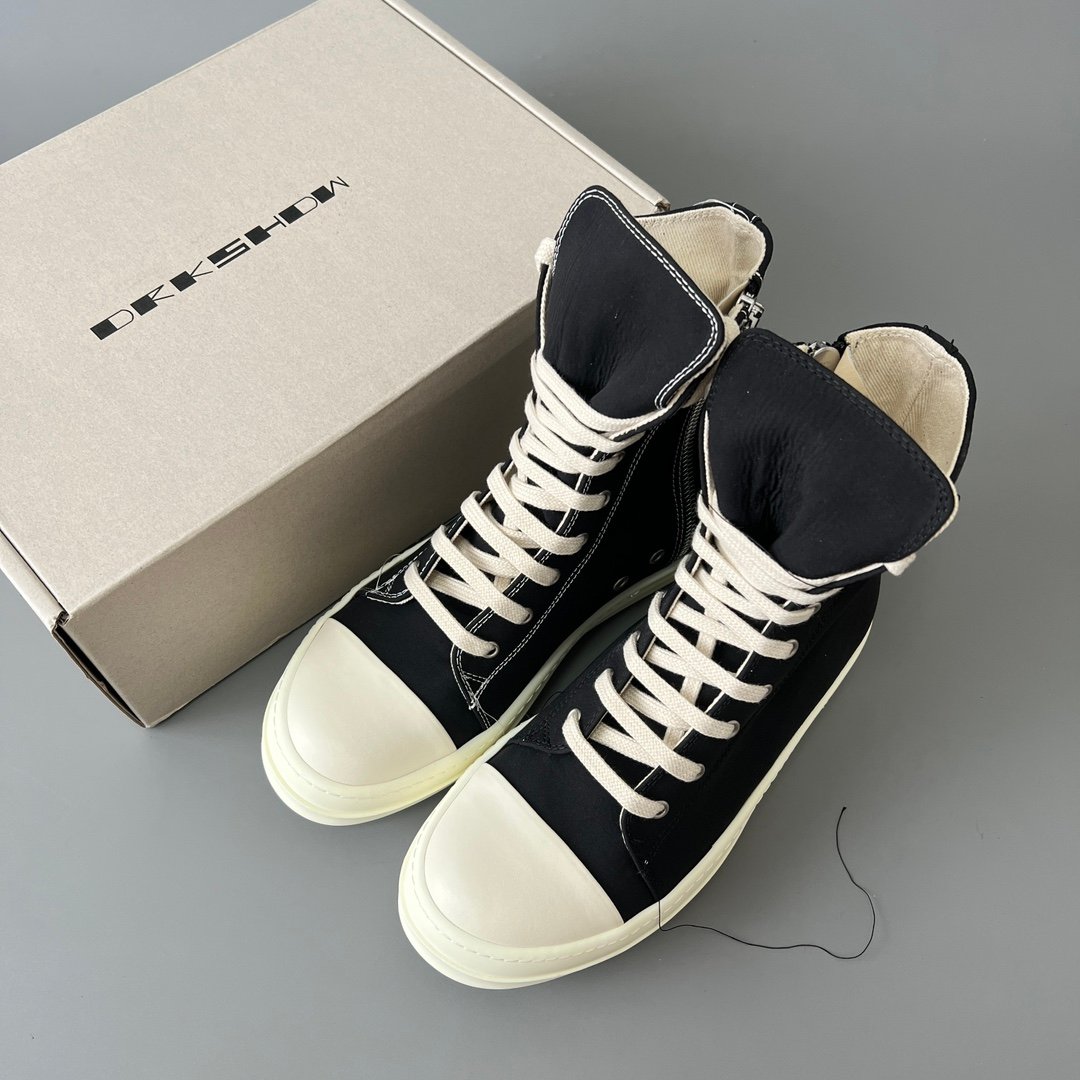 Aurora Custom Rick Owens DRKSHDW Hanging Threads High-Top - Heavy Duty Canvas (1:1 Deconstructed) - Image 9