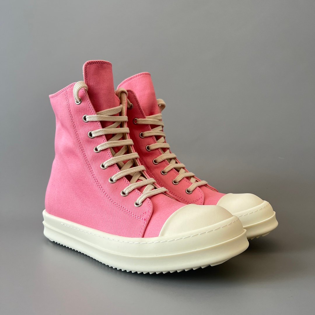 Aurora Custom Rick Owens DRKSHDW Classic High-Top - Premium Pink Canvas (1:1 Deconstructed) - Image 3