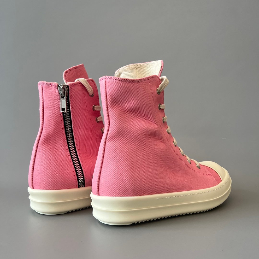 Aurora Custom Rick Owens DRKSHDW Classic High-Top - Premium Pink Canvas (1:1 Deconstructed) - Image 4