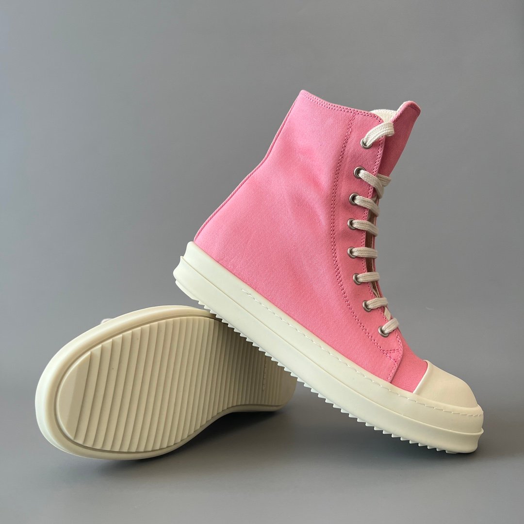 Aurora Custom Rick Owens DRKSHDW Classic High-Top - Premium Pink Canvas (1:1 Deconstructed) - Image 7
