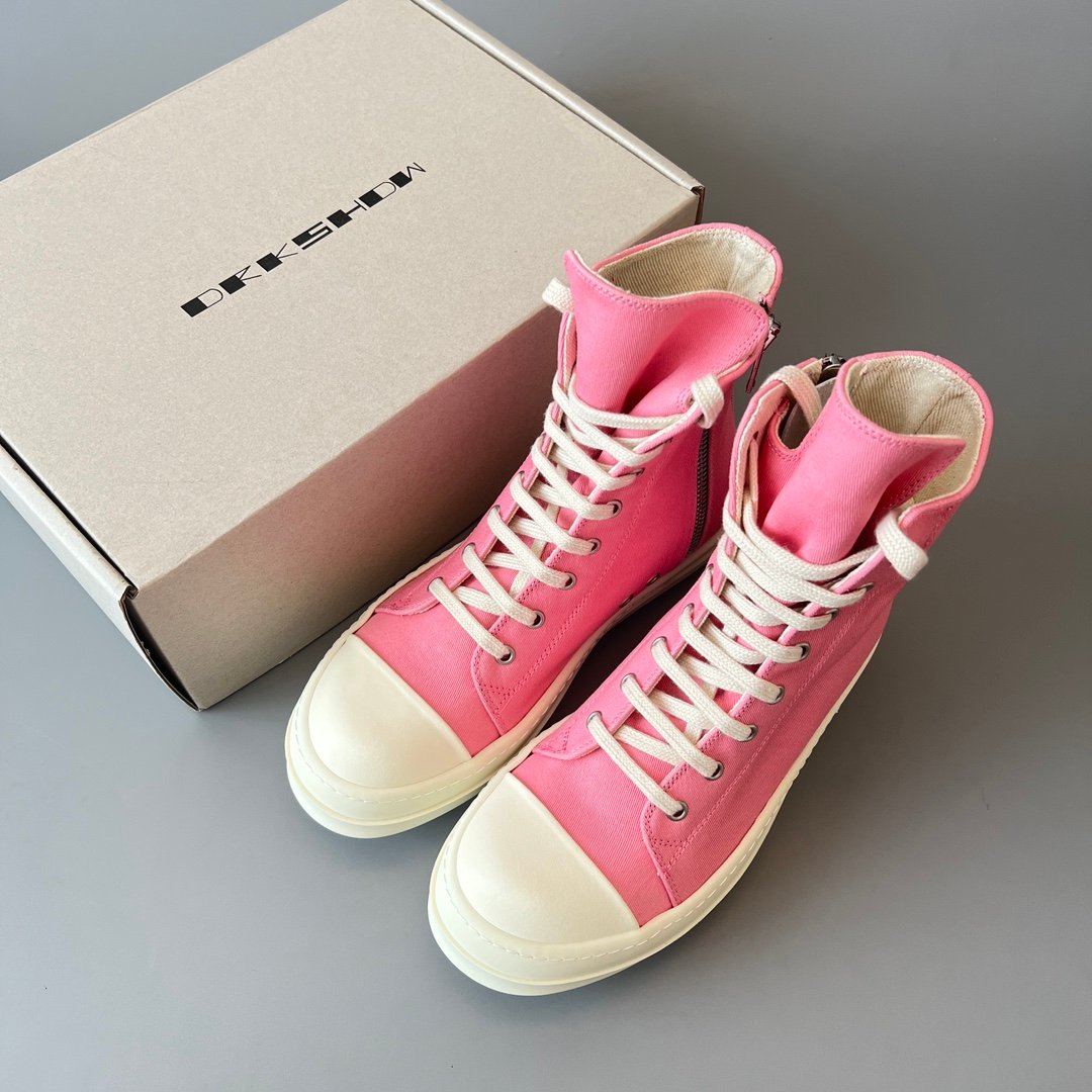 Aurora Custom Rick Owens DRKSHDW Classic High-Top - Premium Pink Canvas (1:1 Deconstructed) - Image 9