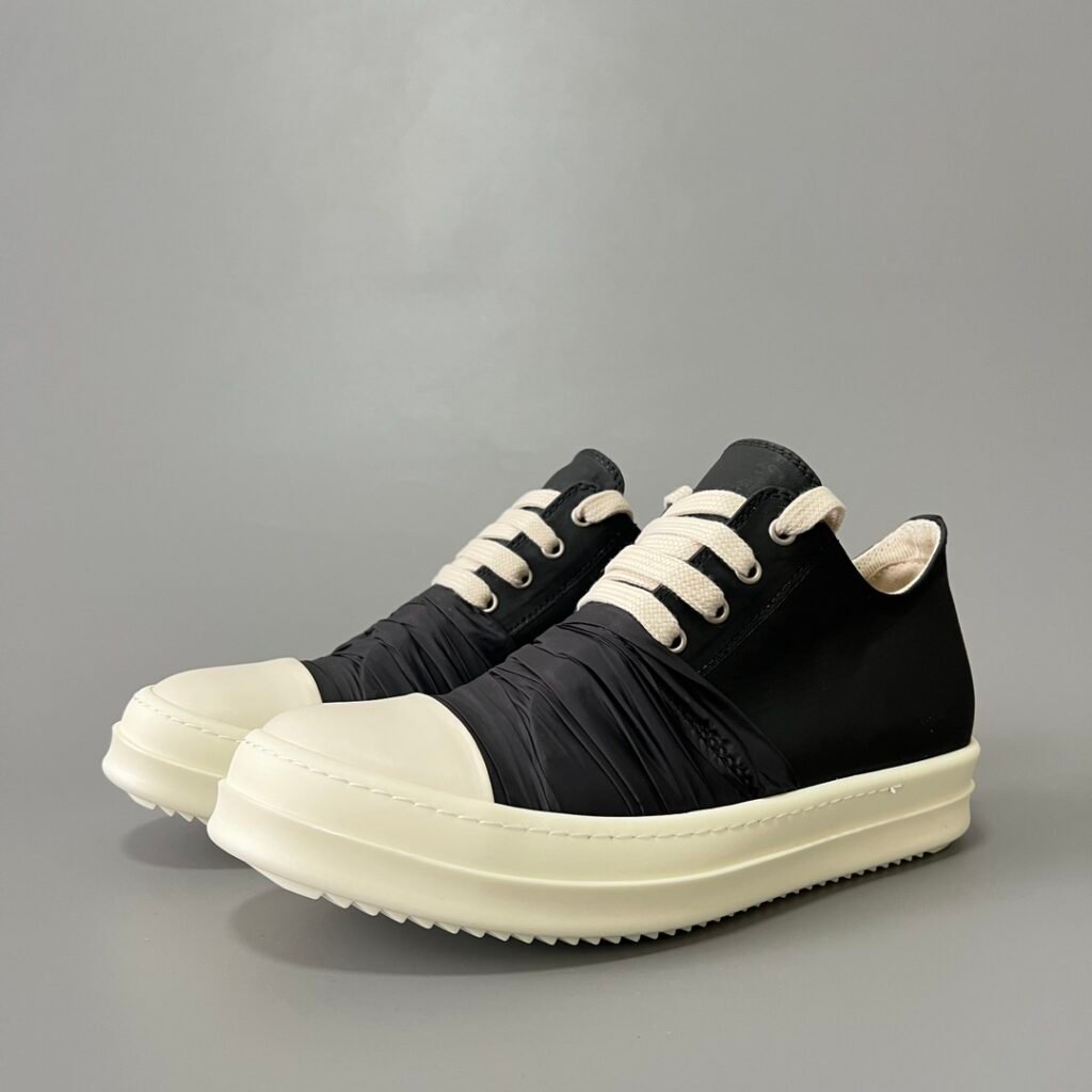Aurora Custom Rick Owens DRKSHDW Ruched Low Sneaker - Black Nylon (1:1 Deconstructed)