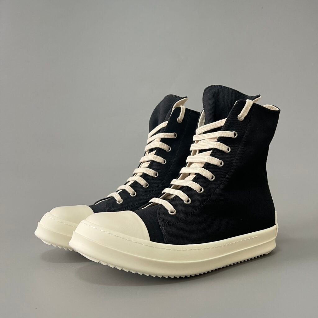 Aurora Custom Rick Owens DRKSHDW Classic High-Top - Heavy Duty Black Canvas (Multi-Angle Detail Spec)