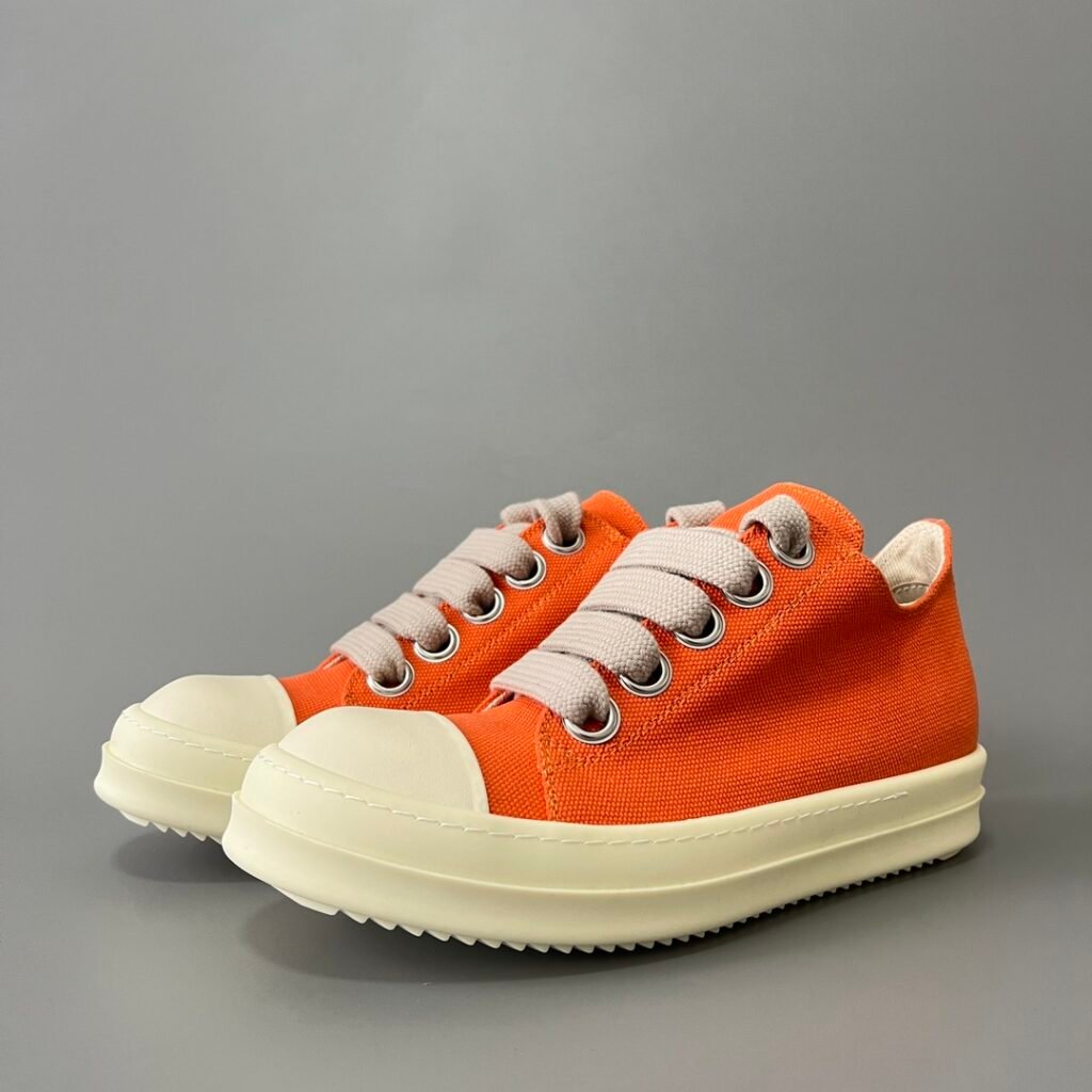 Aurora Custom Rick Owens DRKSHDW Jumbo Lace Low - Orange Canvas Sneaker (1:1 Deconstructed)