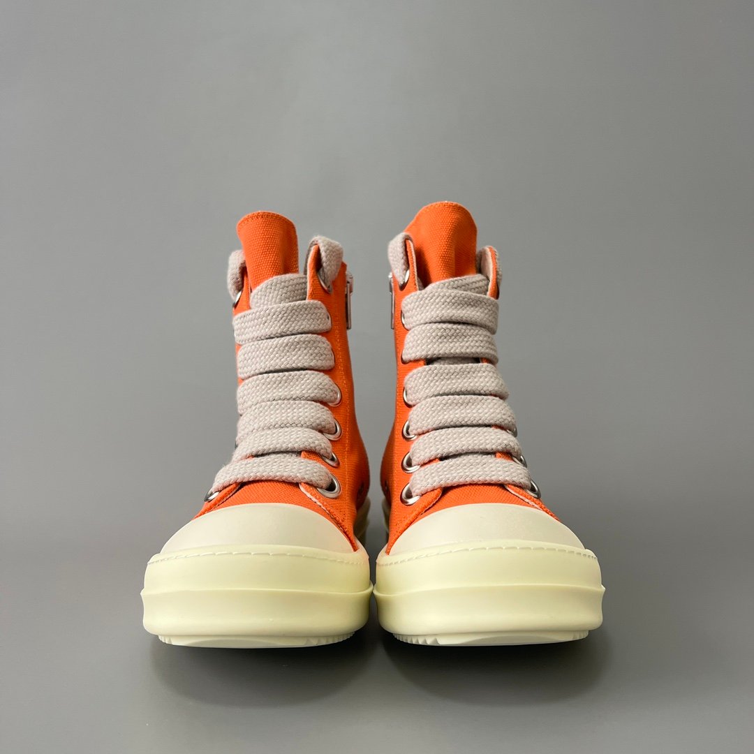 Aurora Custom Rick Owens DRKSHDW Classic High-Top Jumbo Lace - Vibrant Orange Canvas (1:1 Deconstructed) - Image 2