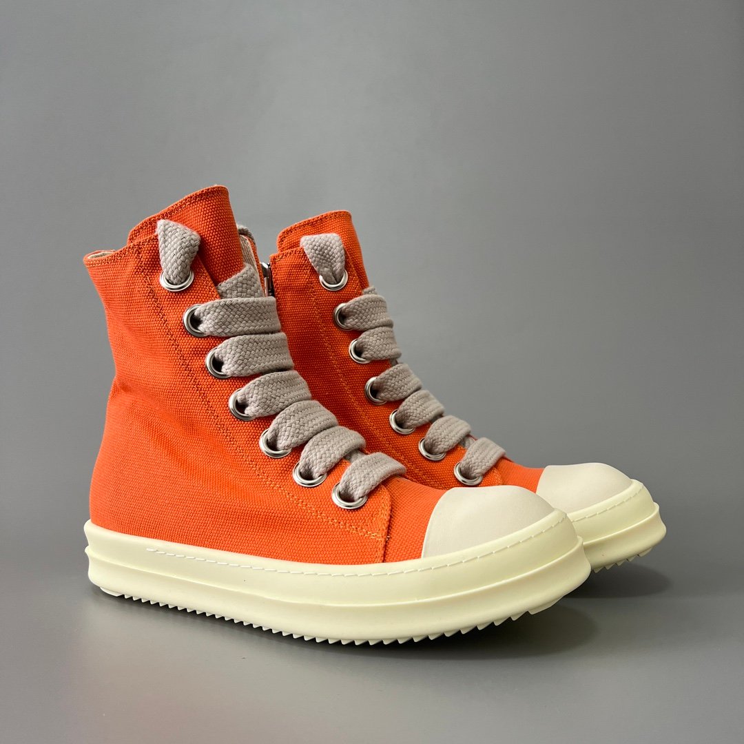 Aurora Custom Rick Owens DRKSHDW Classic High-Top Jumbo Lace - Vibrant Orange Canvas (1:1 Deconstructed) - Image 3