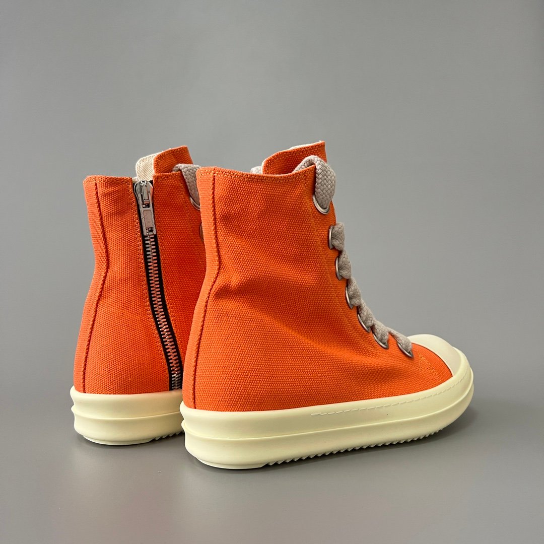 Aurora Custom Rick Owens DRKSHDW Classic High-Top Jumbo Lace - Vibrant Orange Canvas (1:1 Deconstructed) - Image 4