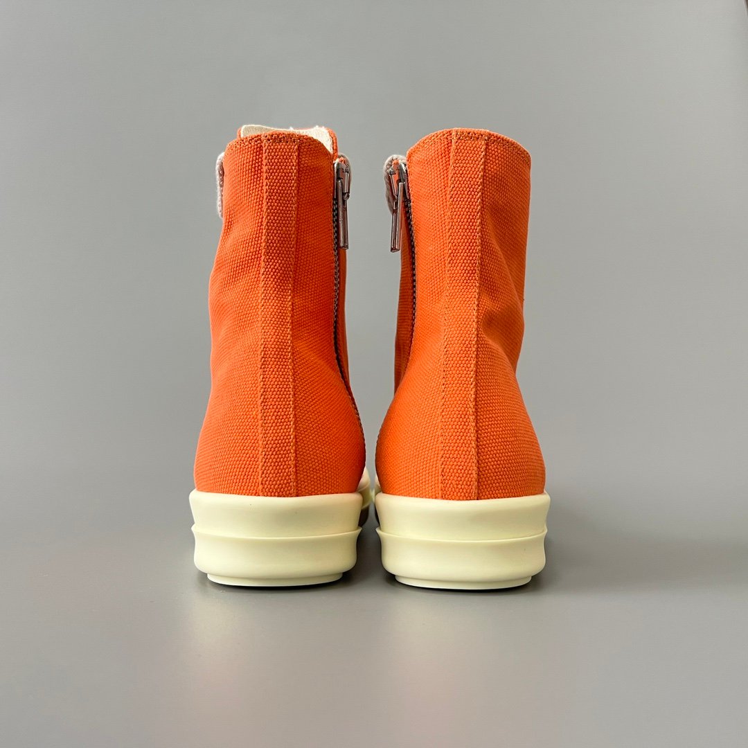 Aurora Custom Rick Owens DRKSHDW Classic High-Top Jumbo Lace - Vibrant Orange Canvas (1:1 Deconstructed) - Image 5