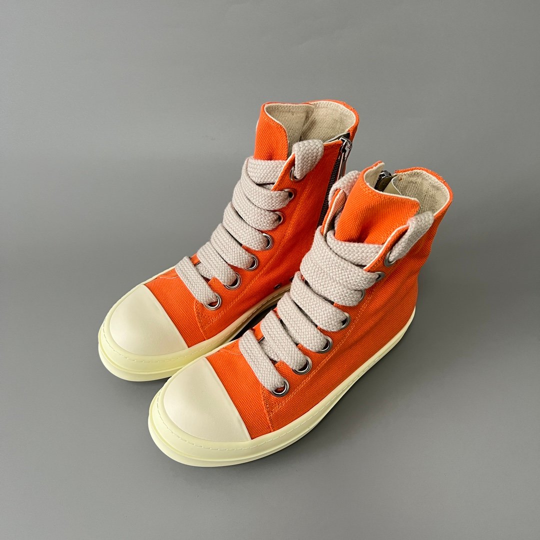 Aurora Custom Rick Owens DRKSHDW Classic High-Top Jumbo Lace - Vibrant Orange Canvas (1:1 Deconstructed) - Image 7