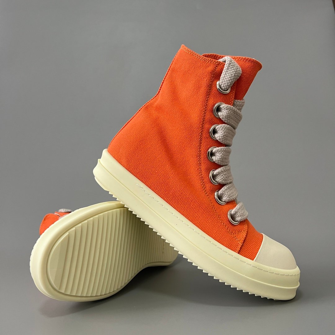 Aurora Custom Rick Owens DRKSHDW Classic High-Top Jumbo Lace - Vibrant Orange Canvas (1:1 Deconstructed) - Image 8