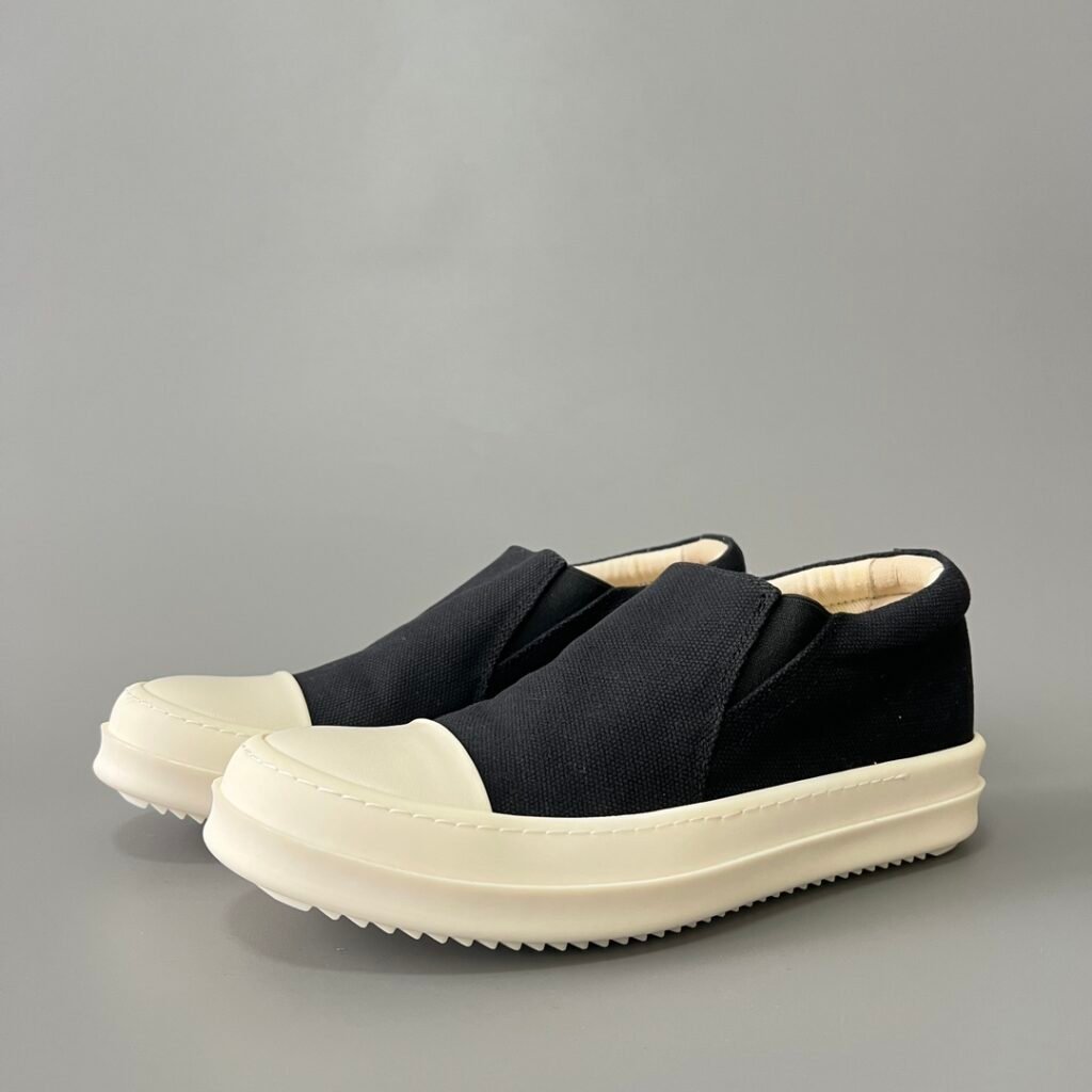 Aurora Custom Rick Owens DRKSHDW Canvas Slip-On Sneaker - Black/White (1:1 Deconstructed)