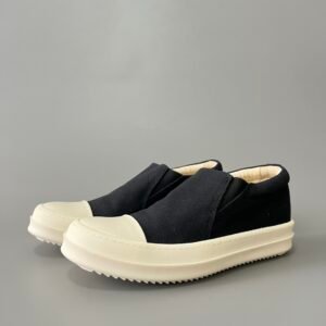 Aurora Custom Rick Owens DRKSHDW Canvas Slip-On Sneaker - Black/White (1:1 Deconstructed)