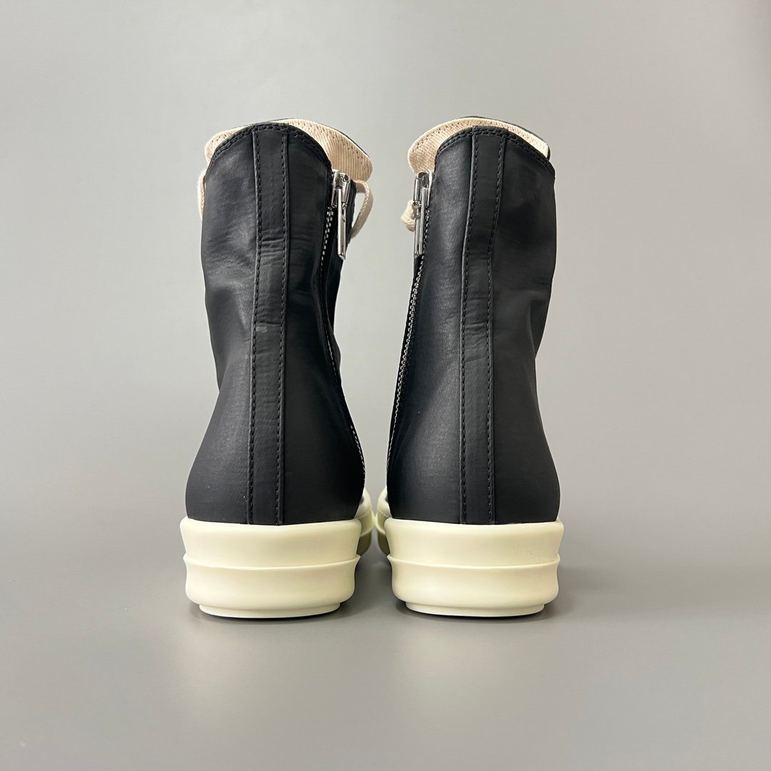 Aurora Custom Rick Owens Mainline Classic High-Top - Premium Black Smooth Calfskin (1:1 Deconstructed) - Image 5