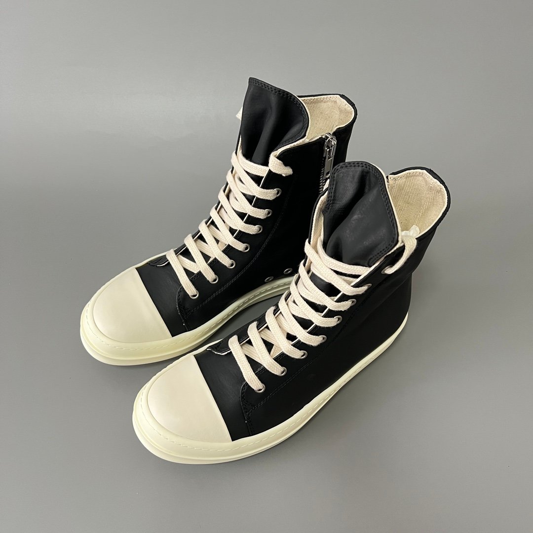 Aurora Custom Rick Owens Mainline Classic High-Top - Premium Black Smooth Calfskin (1:1 Deconstructed) - Image 8
