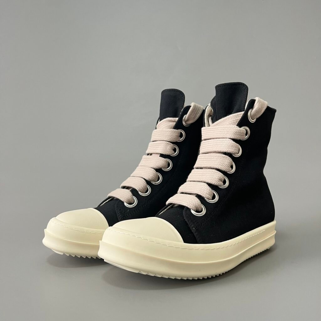 Aurora Custom Rick Owens DRKSHDW Classic High-Top Jumbo Lace - Heavy Duty Black Canvas (1:1 Deconstructed)
