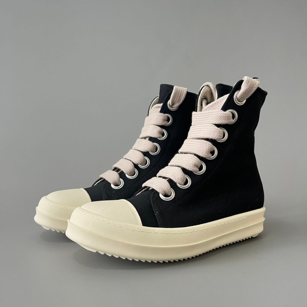 Aurora Custom Rick Owens DRKSHDW Classic High-Top Jumbo Lace - Heavy Duty Black Canvas (1:1 Deconstructed)