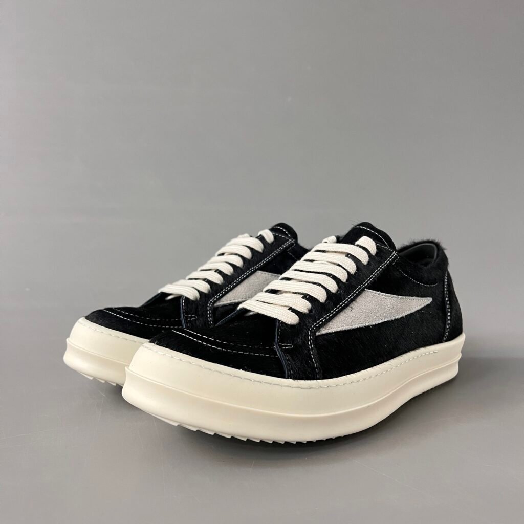 Aurora Custom Rick Owens DRKSHDW Vintage Low Sneaker - Black Pony Hair (1:1 Deconstructed)