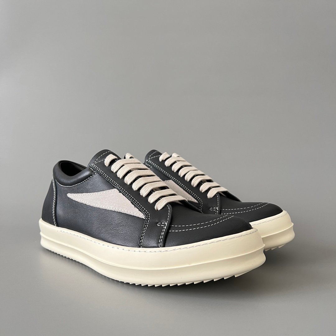 Aurora Custom Rick Owens Vintage Low Sneaker - Premium Black Leather (1:1 Deconstructed) - Image 3