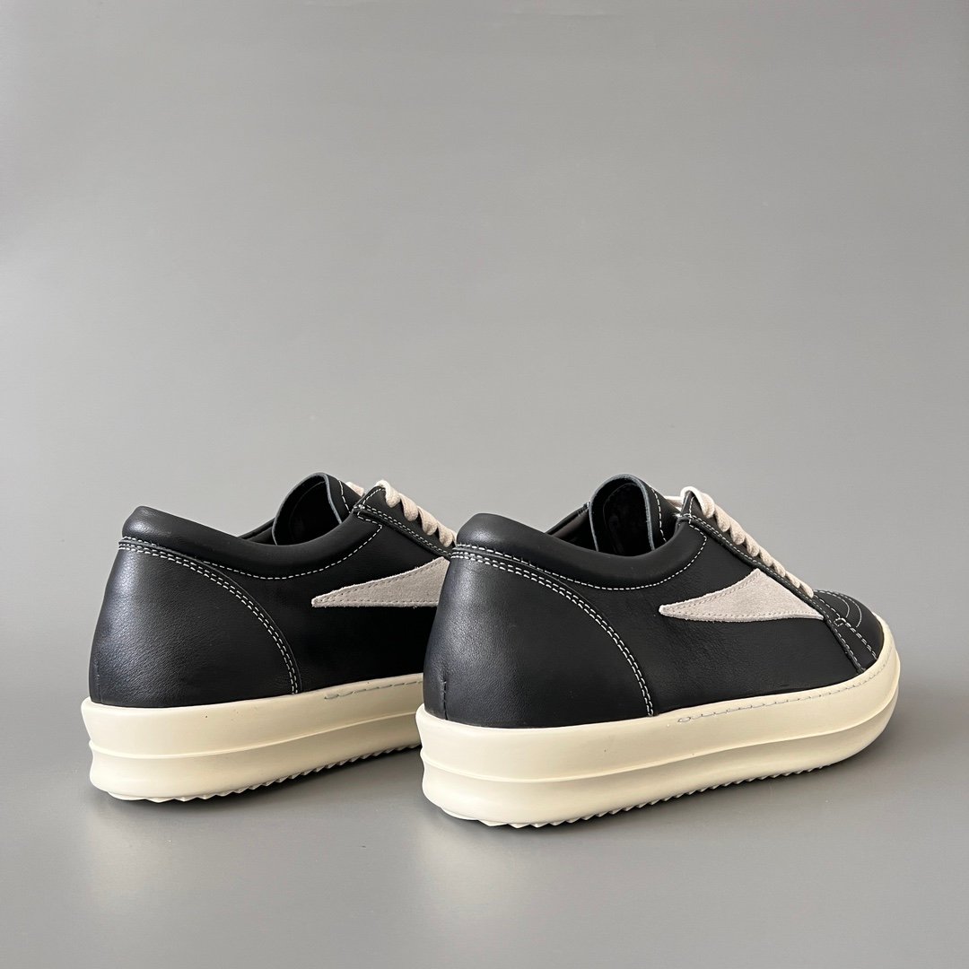 Aurora Custom Rick Owens Vintage Low Sneaker - Premium Black Leather (1:1 Deconstructed) - Image 4
