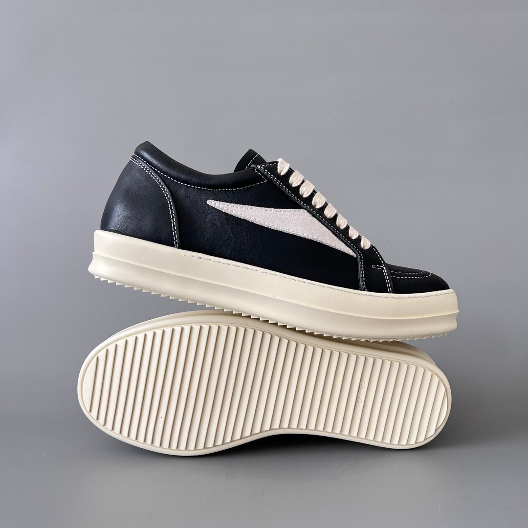 Aurora Custom Rick Owens Vintage Low Sneaker - Premium Black Leather (1:1 Deconstructed) - Image 6