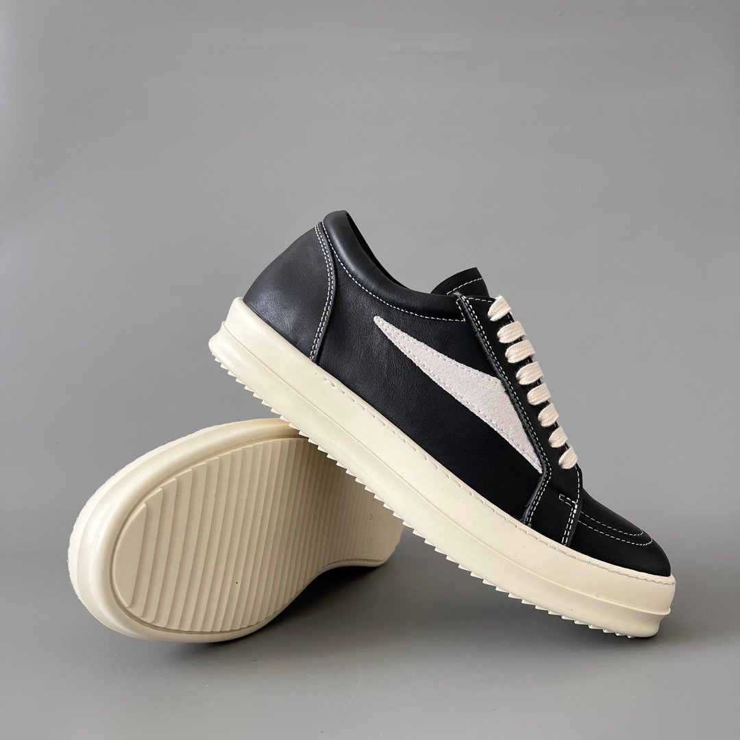 Aurora Custom Rick Owens Vintage Low Sneaker - Premium Black Leather (1:1 Deconstructed) - Image 7