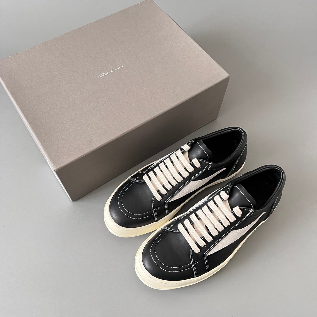 Aurora Custom Rick Owens Vintage Low Sneaker - Premium Black Leather (1:1 Deconstructed) - Image 9