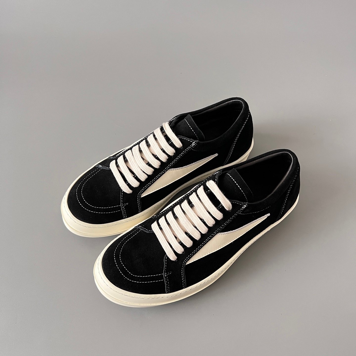 Aurora Custom Rick Owens Vintage Low Sneaker - Premium Black Suede / Nubuck (1:1 Deconstructed) - Image 8