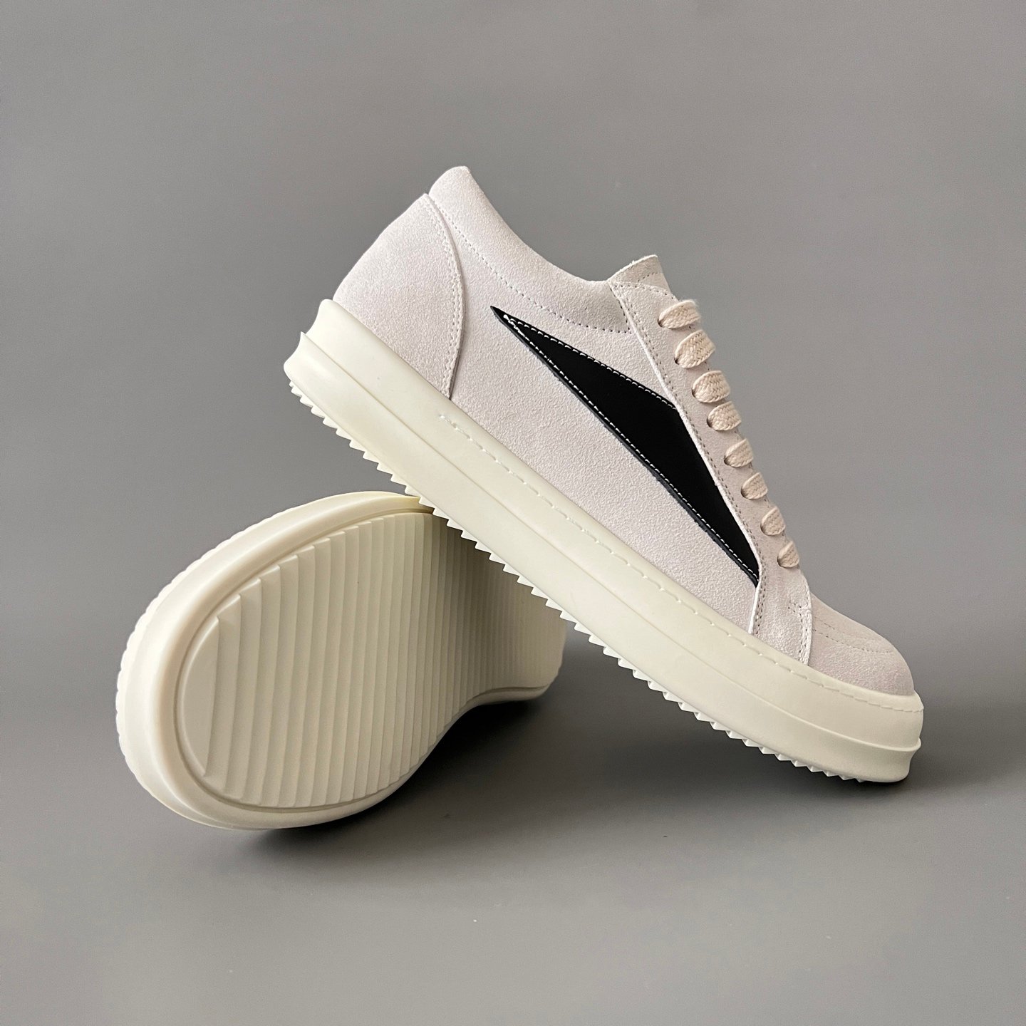 Aurora Custom Rick Owens DRKSHDW Vintage Low Sneaker - Milk White Suede (1:1 Deconstructed) - Image 7