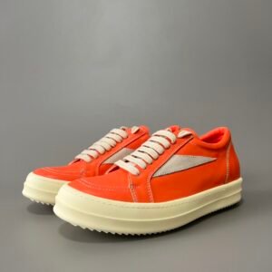 Aurora Custom Rick Owens Vintage Low Sneaker - Vibrant Orange Leather (1:1 Deconstructed)