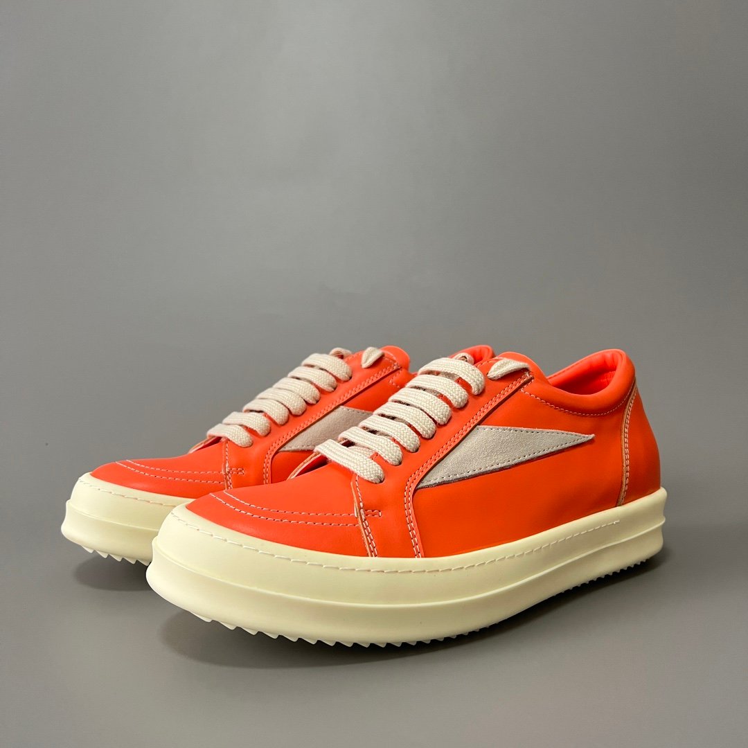Aurora Custom Rick Owens Vintage Low Sneaker - Vibrant Orange Leather (1:1 Deconstructed)
