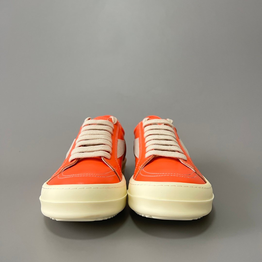 Aurora Custom Rick Owens Vintage Low Sneaker - Vibrant Orange Leather (1:1 Deconstructed) - Image 2