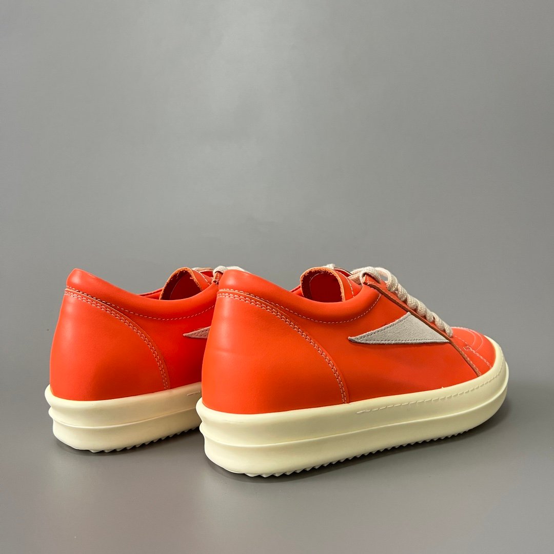 Aurora Custom Rick Owens Vintage Low Sneaker - Vibrant Orange Leather (1:1 Deconstructed) - Image 4