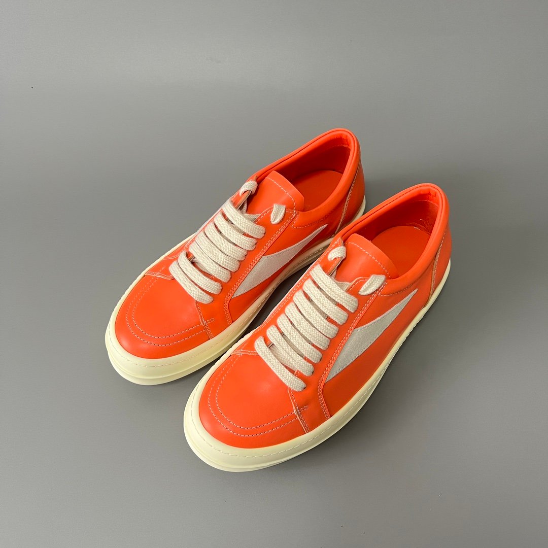 Aurora Custom Rick Owens Vintage Low Sneaker - Vibrant Orange Leather (1:1 Deconstructed) - Image 8