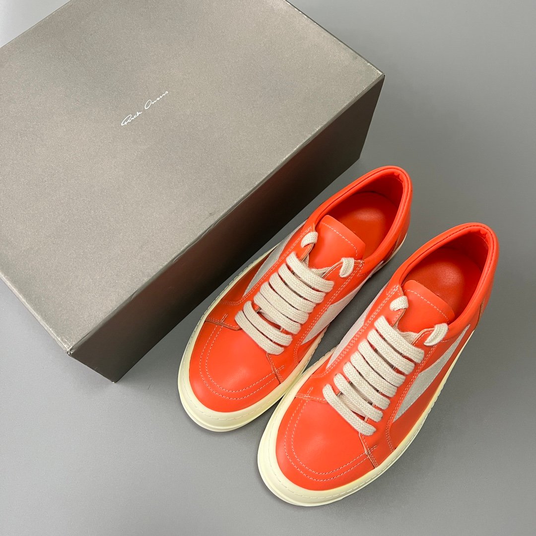 Aurora Custom Rick Owens Vintage Low Sneaker - Vibrant Orange Leather (1:1 Deconstructed) - Image 9