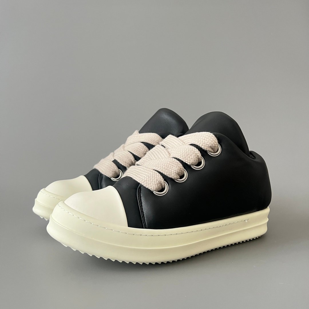 Aurora Custom Rick Owens Mainline Jumbo Lace Low - Black Leather (1:1 Deconstructed)