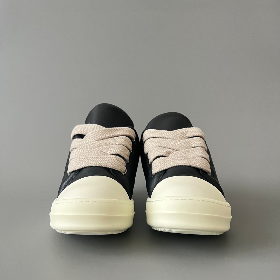 Aurora Custom Rick Owens Mainline Jumbo Lace Low - Black Leather (1:1 Deconstructed) - Image 2