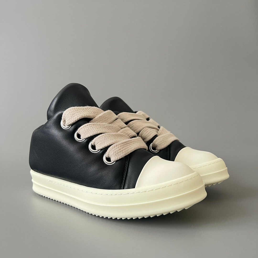 Aurora Custom Rick Owens Mainline Jumbo Lace Low - Black Leather (1:1 Deconstructed) - Image 3