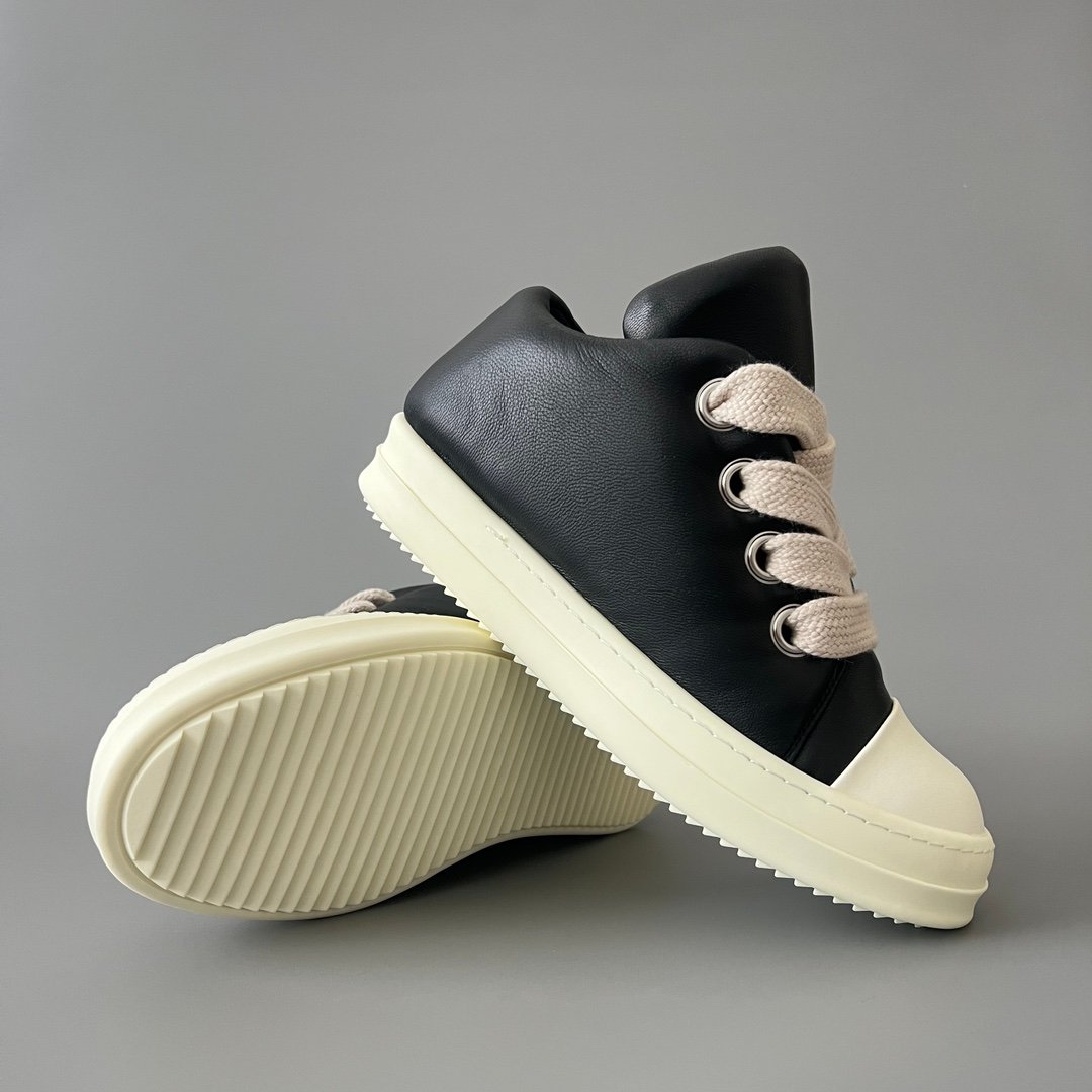 Aurora Custom Rick Owens Mainline Jumbo Lace Low - Black Leather (1:1 Deconstructed) - Image 7