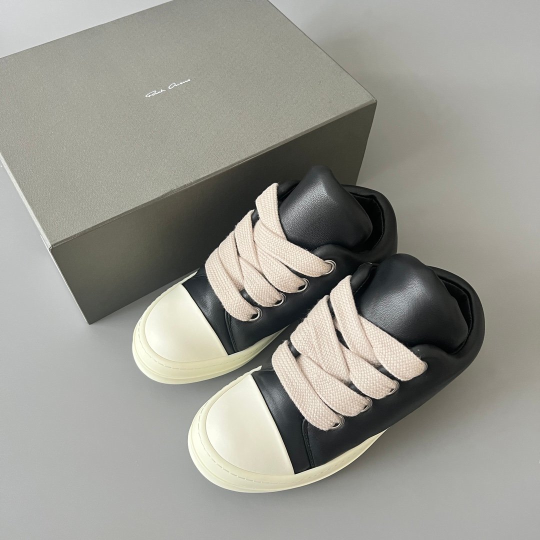 Aurora Custom Rick Owens Mainline Jumbo Lace Low - Black Leather (1:1 Deconstructed) - Image 9