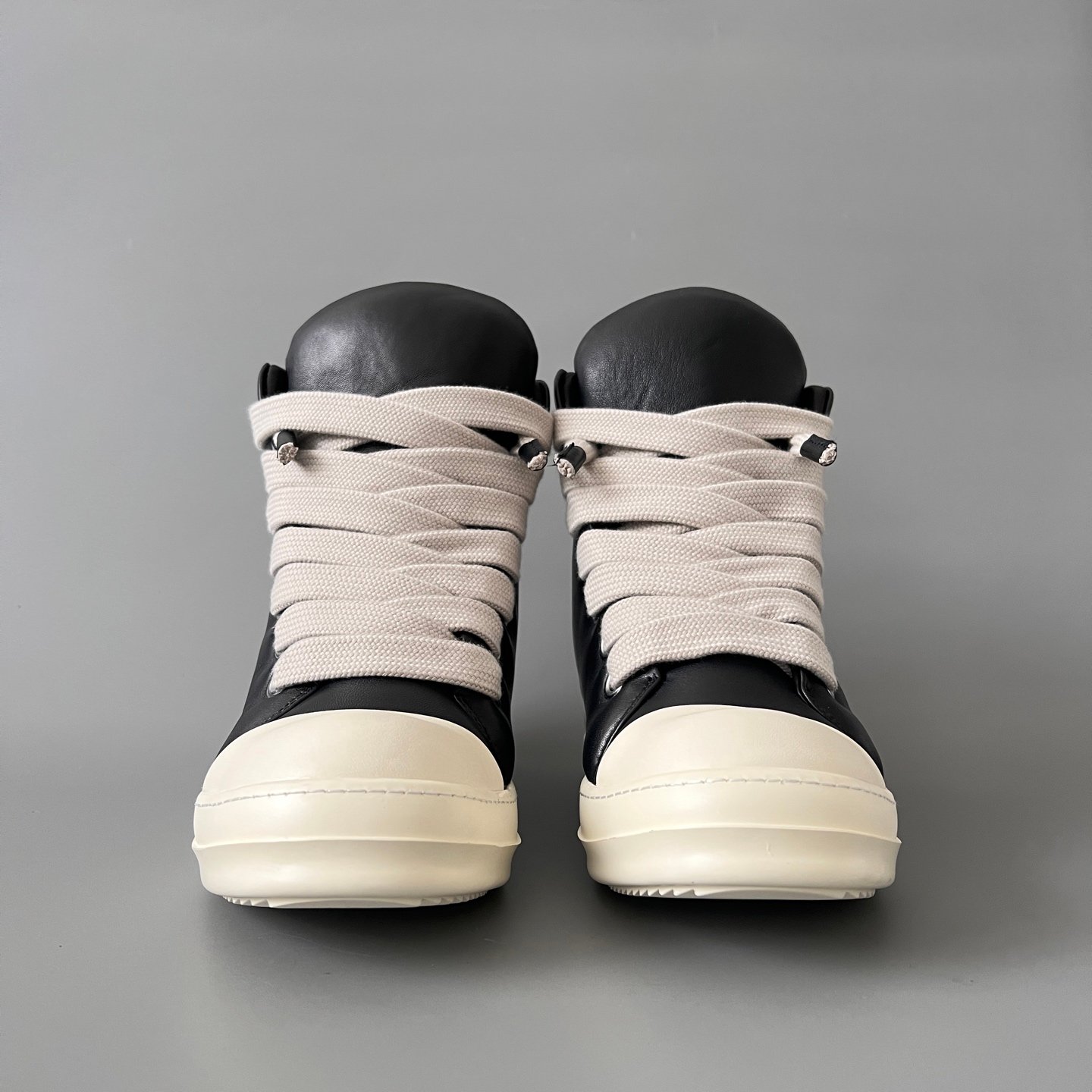 Aurora Custom Rick Owens Mainline High-Top Jumbo Lace - Premium Black Leather (1:1 Deconstructed) - Image 2