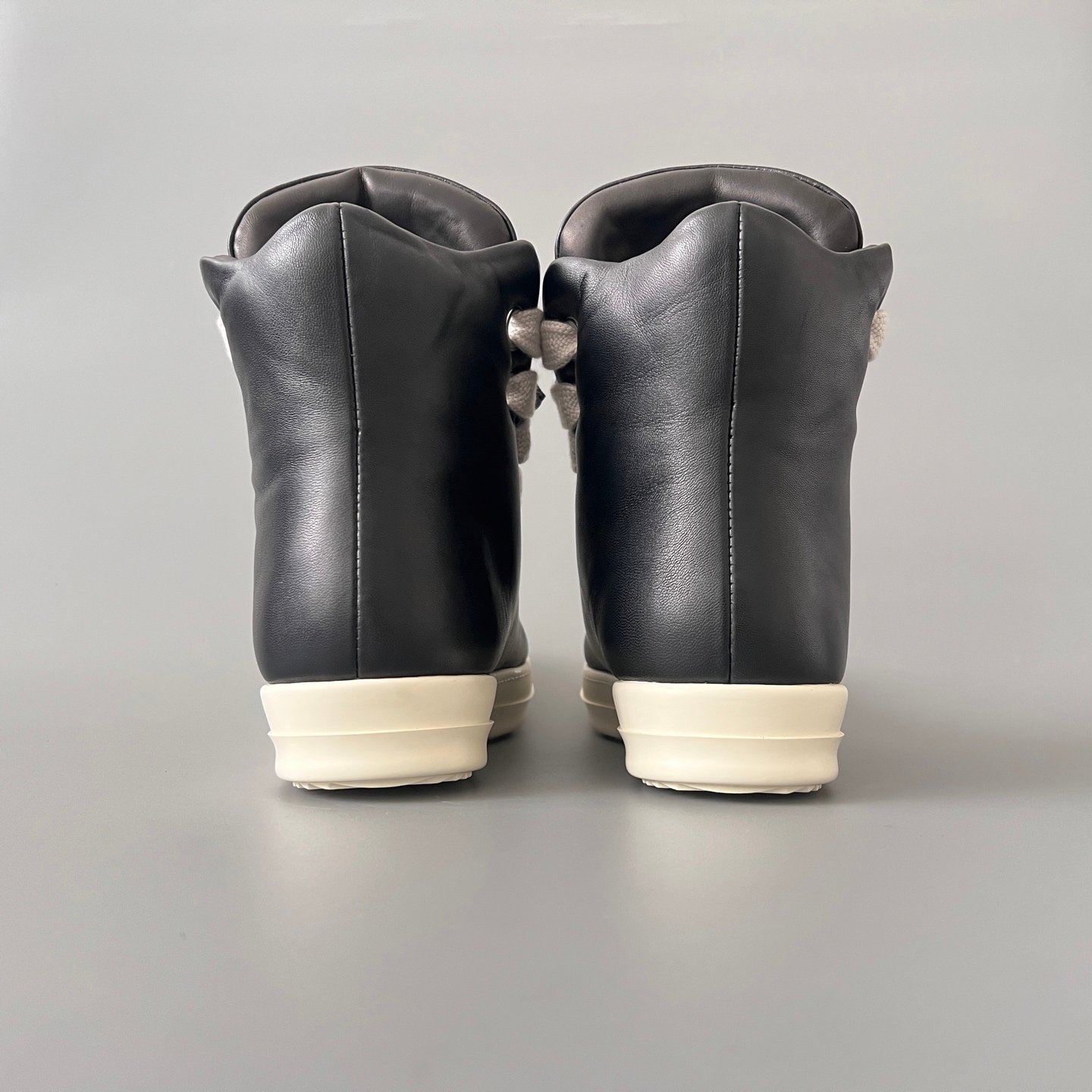 Aurora Custom Rick Owens Mainline High-Top Jumbo Lace - Premium Black Leather (1:1 Deconstructed) - Image 5